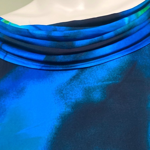 Worthington Black and Blue Print Patterned Dressy Blouse Size XL - Picture 4 of 7